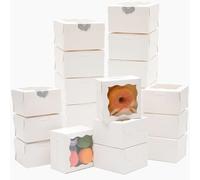 Gcardist Weiß Bäckerei Boxen mit Fenster 30 Stück 10.1 * 10.1 * 6.3cm Mini Cookie Boxen Macaron Boxen Small Donut Gebäck Boxen für Party(4x4x2.7inch)
