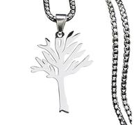 GcAyBcA Paix du monde arbre de vie collier - acier inoxydable titane pendentif personnalité polyvalente chaîne d’os de serpent chaîne universelle 60cm