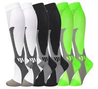 Gcbiger Chaussettes de compression (3 paires) pour hommes Circulation 20-30 mmhg Chaussettes de compression médicales femmes infirmières, Noir + Blanc + Vert, XXL