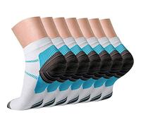 Gcbiger Lot de 7 paires de chaussettes de compression pour homme et femme - Soulagement de la douleur - Soutien de la cheville et santé des pieds, bleu, L-XL