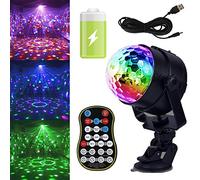 GCBTECH Boule Disco avec Batterie Rechargeable, 15 Couleurs LED Cristal Stroboscope Boule à Facette, Jeu de Lumiere Lampe Rotative de Commande Vocale avec Télécommande pour Soiree/Fête/Noël/Bar/DJ