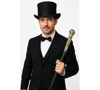 GCC Fashion Store - Ensemble comprenant un chapeau haut de gamme et une canne - Pour adulte et enfant - Style victorien - Noir