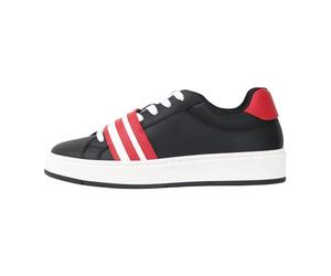 Gcds - Baskets Band Logo Noir/Rouge Cuir - Homme - Chaussures - Noir - Taille: 44 EU