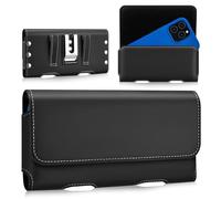 Gcepls Étui banane horizontal en cuir véritable avec clip en métal - Pour homme - Compatible avec iPhone 13 Mini, 12 Mini, SE 2022/2020, Samsung modèles compacts - Taille S