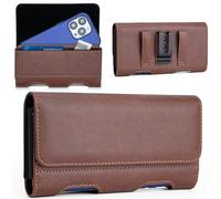 Gcepls Étui de ceinture pour iPhone, Samsung - Fermeture magnétique - Avec porte-carte d'identité - Taille XL (17,4 x 9,2 x 1,9 cm) - Marron