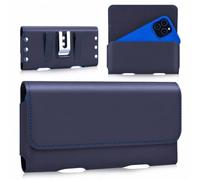 Gcepls Étui de ceinture pour smartphone en cuir de vachette Crazy Horse, horizontal avec clip en métal, compatible avec iPhone 17/16/15/14/13/12 Pro et Samsung Galaxy S25/S24/S23/S22/S21/S20 - Taille