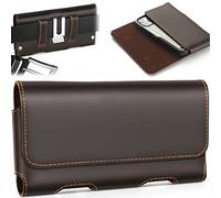 Gcepls Étui de téléphone en cuir pour iPhone 14, 14 Pro, 13 Pro, étui à rabat pour téléphone portable pour Galaxy S23, S22, horizontal en cuir de vachette avec clip de ceinture (convient à une coque épaisse)