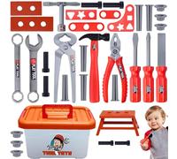 Gcerfby Kit D'outils Enfant | Set De Tournevis Jouet - 39 Pièces Jeu D'imitation Réaliste Activité d'apprentissage Précoce pour Maison Jardin École Maternelle Plage Préscolaire