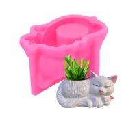 Gcerfby Moule en silicone chat - Moules pour pots de fleurs en béton adorable chat amusant | Moule créatif en résine époxy 3D pour la fabrication de porte-stylos de chandelier de vase de planteur de