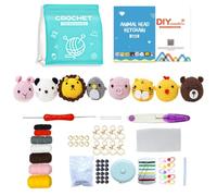 GCFTIFF Kit de Crochet pour Débutants - kit crochet debutant complet - Créez 8 Animaux avec Instructions Étape par Étape et Tutoriel Vidéo - Accessoires Inclus