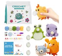 GCFTIFF Kit de crochet pour débutants - Kit de crochet avec fil - Créez vos propres animaux - Vidéo d'instructions étape par étape - Kit de démarrage au crochet pour bricolage - Thème enfants (4