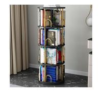 GCGC Bibliothèque Rotative À 4 Niveaux, Support De Rangement for CD Vidéo, Petite Bibliothèque d'angle for Chambre À Coucher, Salon, Bureau, Bibliothèque (Comprend Uniquement La Bibliothèque)(Black)