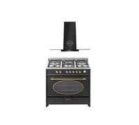 GCH E 914 BL r+GCH T 466 90 BL PRIME, Cuisinière électrique à gaz rétro 90 cm/ 121L+hotte aspirante 90cm