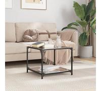 GCHDHAPB Accueil Tables d'appoint, tables basses, table basse avec plateau en verre noir 50 x 50 x 40 cm acier