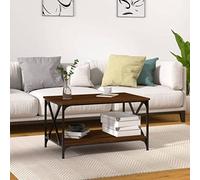 GCHDHAPB Accueil Tables d'appoint, tables basses, table basse en chêne marron 80 x 50 x 45 cm en bois et fer