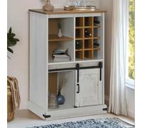 GCHDHAPB Armoires et rangements, armoires à vin et spiritueux - Armoire à vin Halden avec casiers à vin et porte coulissante en pin blanc