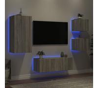 GCHDHAPB Centres de divertissement et supports TV, 5 unités murales TV avec LED en bois de sonoma gris