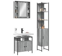GCHDHAPB Ensemble de meubles de salle de bain - 3 pièces - Ensemble d'armoires de salle de bain - Gris - Bois d'ingénierie Sonoma