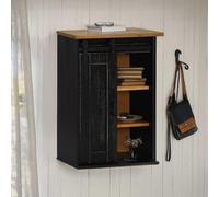 GCHDHAPB Home-Armoires et rangement, armoires de cuisine, armoire suspendue HALDEN avec porte coulissante en pin noir, 49 x 22,5 x 70 cm
