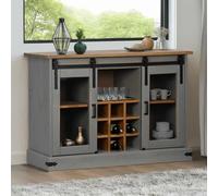 GCHDHAPB Home-Armoires et rangement, buffets et buffets, buffet Halden 2 portes coulissantes gris 112 x 40 x 80 cm en bois massif