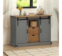 GCHDHAPB Home-Armoires et rangement, buffets et buffets, buffet Halden 2 portes coulissantes gris 112 x 40 x 80 cm en bois massif