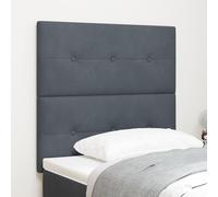 GCHDHAPB Meubles, lits : cadres, matelas, têtes de lit, pieds de lit et pièces, tête de lit bouton touffetée gris foncé 90 cm velours