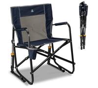 GCI Outdoor Freestyle Chaise de Camping à Bascule | Chaise à Bascule Pliable Portable avec accoudoirs Solides et durables, Porte-Boisson et Dossier Confortable - Bleu Indigo