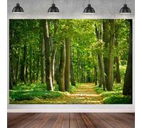 GCIREC 12x10ft Fond Forêt Printanière Verte Sentier Forestier Pays des Merveilles Naturelles Fond de fête de Famille Bannière de Noël Studio Photo Enfants Props de Photographie