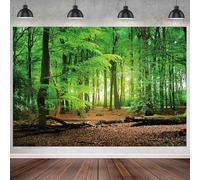 GCIREC 12x10ft Fond Forêt Printanière Verte Thème Camping au Pays des Merveilles Naturelles Fond de fête de Famille Bannière de Noël Studio Photo Enfants Props de Photographie