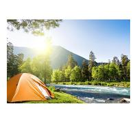 GCIREC 8x6ft Aventure en Plein air Fond Camp de Prairie Tentes Scout Montagnes Paysage de la Rivière Fond de fête de Famille Bannière de Noël Studio Photo Enfants Props de Photographie