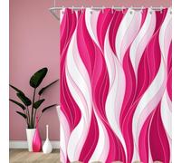 GCIREC Rideau de Douche, 180x180cm, Moderne Abstrait Rose Vif Blanc Ombre Rayé Art Minimaliste Imperméable Rideau de Salle de Bain Lavable en Machine avec Crochets