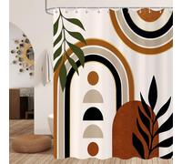 GCIREC Rideau de Douche, 180x200cm, Terracotta Blanc Art Moderne Abstrait du Milieu du Siècle Boho Géométrique Imperméable Rideau de Salle de Bain Lavable en Machine avec Crochets