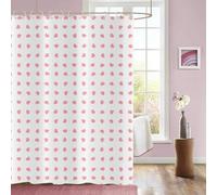 GCIREC Rideau de Douche, 180x220cm, Saint Valentin Romantique Amour Thème Petits Cœurs Roses Tissu Pmperméable Machine Lavable Rideau de Salle de Bain avec Crochets