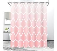 GCIREC Rideau de Douche, 200x180cm, Conception Géométrique de Goutte d'eau Rose Clair Ombre Tissu Pmperméable Machine Lavable Rideau de Salle de Bain avec Crochets