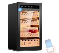 GCLCPAEN Cave À Cigares 70L,Étagères en Bois De Cèdre,avec Serrure À Empreinte Digitale,Capacité De 400 Cigares,Télécommande,Ammoniac Net,Température Constante Intelligente,Écran Tactile,pour Homme