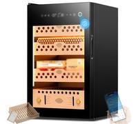 GCLCPAEN Cave À Cigares, Contrôle Wi-FI,avec Verrouillage par Empreinte Digitale,Cadre en Cèdre 3 Couches,60L,Capacité De 200 Pièces,Ammoniac Net,Température Constante Intelligente,pour Homme,KIT1