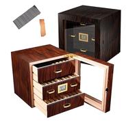 GCLCPAEN Cave À Cigares pour 70 Cigares,Bois De Cèdre Naturel,Cloison Mobile,Thermohygromètre De Précision,Humidificateur,Tiroir À Trois Niveaux,Étui De Voyage Portable,Cadeau pour Amateur De Cigares