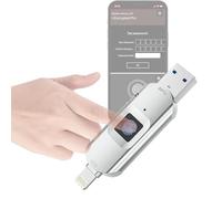 GCLCPAEN Clé USB avec Lecteur D'empreintes Digitales,64 Empreintes Digitales Intégrées,Haute Compatibilité,64Go/128Go/256Go,Mot De Passe,USB 3.0/Lightning,Compatible iOS/Windows/Mac/Luixus 64GB
