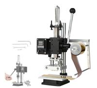 GCLCPAEN Machine D'estampage À Chaud,Plage De 0 À 400°C,5X7Cm,8X10Cm,10X13Cm,6 Fonctions,Hauteur Réglable De 0 À 16Cm,Établi Gradué,avec Support À Papier,Clé,pour Cuir Et Bois,8 * 10cm