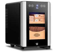 GCLCPAEN Mini Armoire À Cigares,Étagères en Bois De Cèdre,Capacité De 8L,100 Pièces,Refroidissement À 360°,Écran Tactile Intelligent,Chargement USB,avec Lumière LED,pour Les Amateurs De Cigares