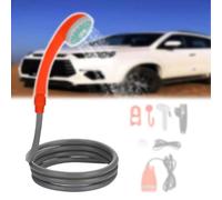 GCLCPAEN Pommeau De Douche pour Voiture,Pompe De Douche D'extérieur,Chargement USB Portable,Volume d'eau De 2,5 À 3,5L/Min,Tuyau De 2M,Câble De 5M,pour Camping,Randonnée,Voyages,avec Buse,Orange