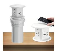 GCLCPAEN Prise Escamotable P-Lug avec USB,Système De Levage Réglable par Pression,Chargeur sans Fil 15W,4 Prises Secteur,Ports USB-A Et USB-C,Installation Encastrée,Passe-Câble d'alimentation B