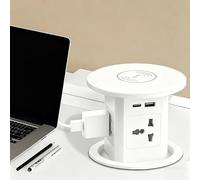 GCLCPAEN Prise Escamotable pour Plan De Travail,Chargeur sans Fil 15W,4 Prises Secteur, Ports USB-A Et USB-C,Système De Levage Réglable par Simple Pression,Installation Encastrée,Résistante À l'eau B