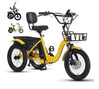 GCLCPAEN Tricycle À Assistance Électrique pour Adultes, 3 Modes De Conduite, Pneu Large De 18 Pouces, Panier Arrière, Écran D'affichage, Pliable, Conduite Souple, Convient Aux Adultes
