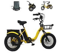 GCLCPAEN Tricycle Électrique À Trois Roues,18X3 Pouces,Pliable,Pente Facile À 15°,3 Modes De Conduite,7 Vitesses,Panier De Rangement,Tableau De Bord Numérique,pour La Plage,Les Pique-Niques Yellow