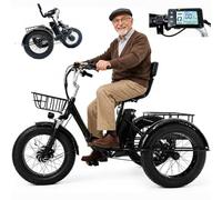 GCLCPAEN Tricycle Électrique Pliable De 20" pour Seniors,Capacité De Charge De 150Kg,7 Vitesses,avec Phare Et Panier De Rangement,Écran LCD Numérique,Idéal pour Les Courses/Les Déplacements
