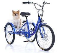 GCLCPAEN Tricycle Électrique pour Adultes,24",Roulements Fluides,3 Modes De Conduite,Capacité De Charge De 180Kg,pour Adultes Et Seniors,avec Panier Arrière,Idéal pour Le Shopping,Les Pique-Niques