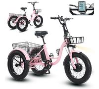 GCLCPAEN Tricycle Électrique pour Adultes avec Pneus Larges De 20",Sensibilité De Freinage Réglable,Tableau De Bord LED,Siège Réglable,Capacité De Charge De 150Kg,Panier De Chargement/Phares Inclus