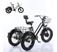 GCLCPAEN Vélo Électrique pour Adultes,Tricycle Électrique 20x4,Conduite Confortable,Options 8a/10a/12a/20a,Capacité De Charge 200Kg,Éclairage Avant,Panier De Rangement,pour Les Personnes Âgées 10A