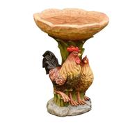Gcljlmy Bac de bain d'oiseau de jardin en résine, cadeau décoratif, bain d'oiseaux, pelouse, statue de coq, figurine, sculpture de poulet pour la cour du parc